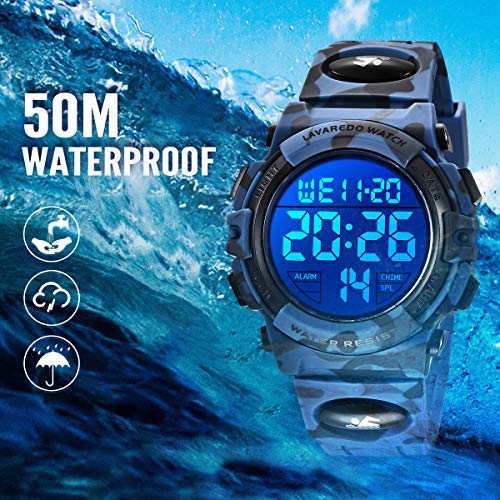 Image of Kids Watch,Boys Watch for 3-15 Year Old Boys,Digital Sport Outdoor Multifunctional Chronograph LED 50 M Waterproof Alarm Calendar Analog Watch for Children with Silicone Band,Kids Gift