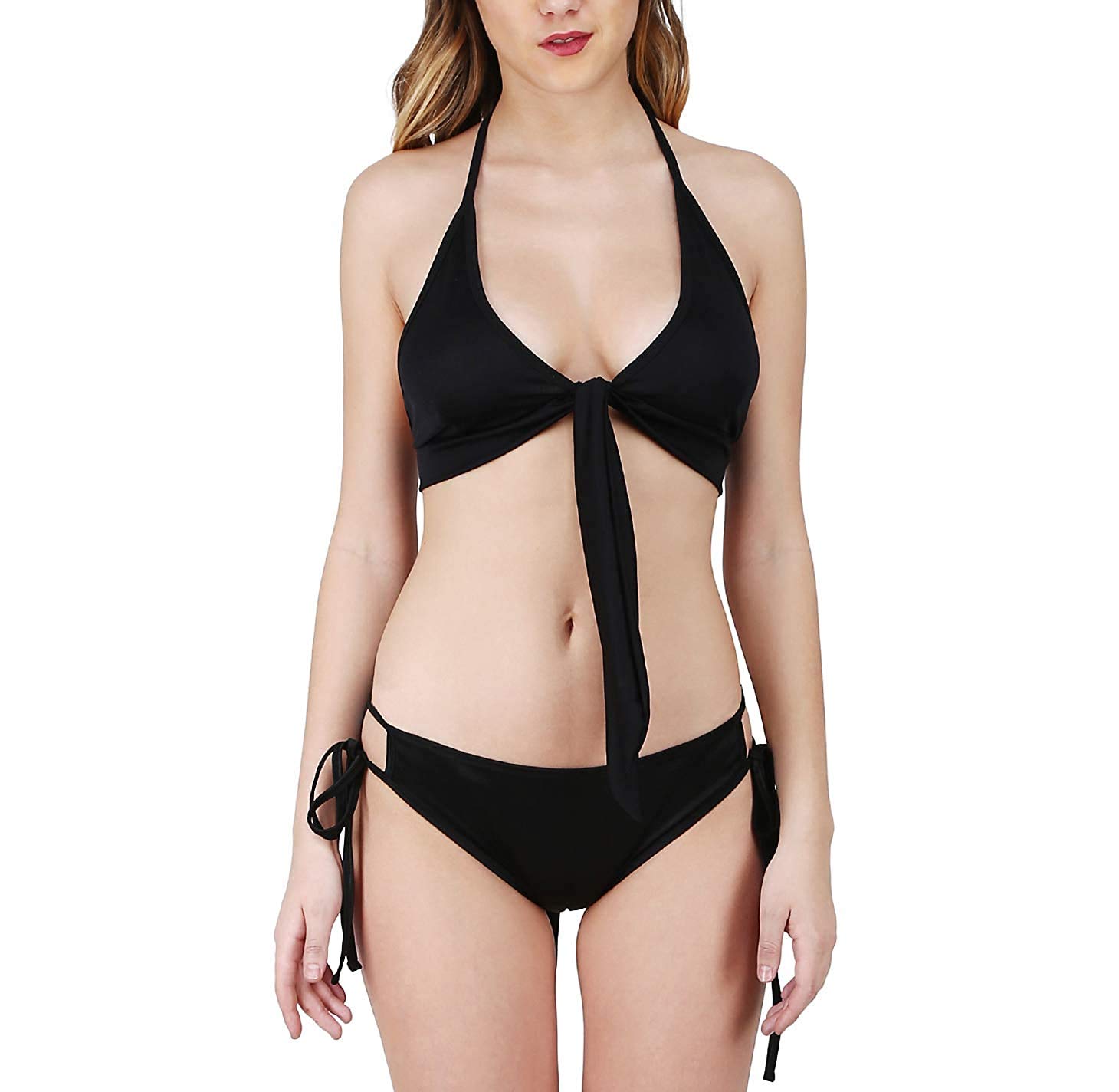 Women Black Poly Spandex Tie Knot Bikini Set- (Free Size)-image-10
