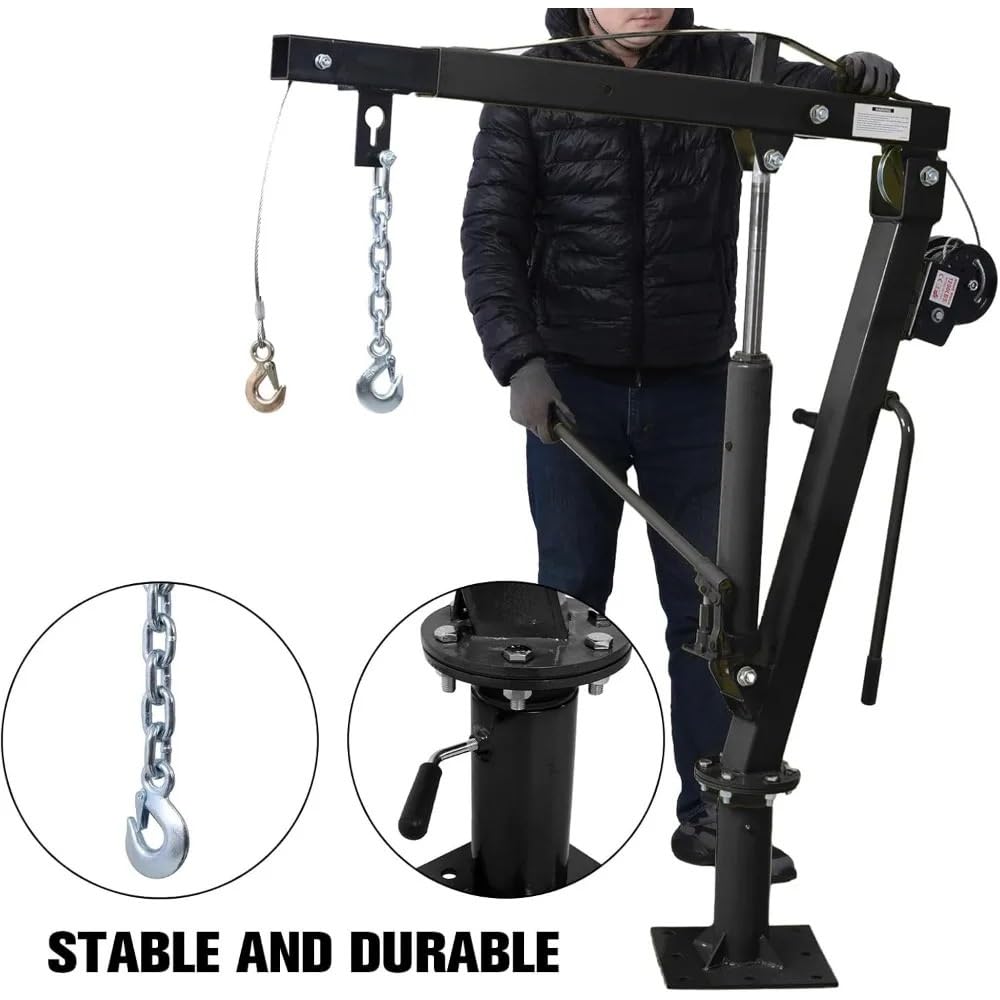 SDdPulse Herramienta de elevación plegable de 2000 libras con cabrestante hidráulico, grúa de motor de carga resistente, grúa montada en grúa eléctrica, color rojo, negro