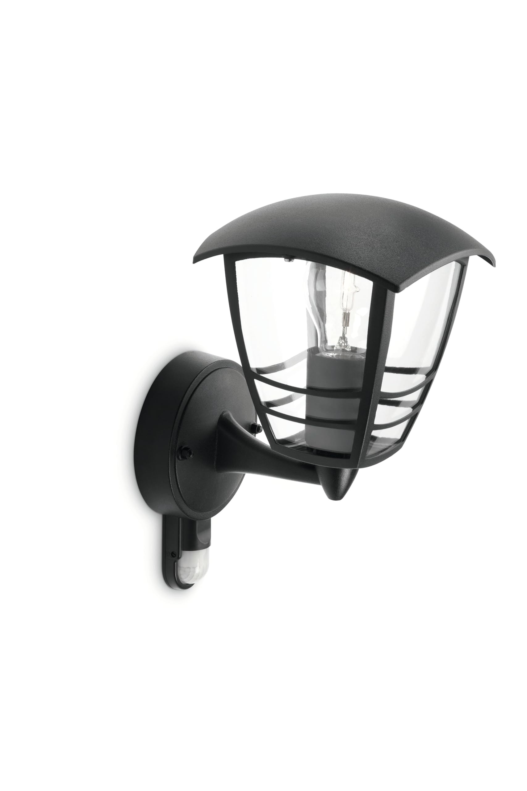 Philips myGarden Creek - Aplique de pared con sensor de movimiento, iluminación exterior, 60 W, 220 V, casquillo E27, color negro