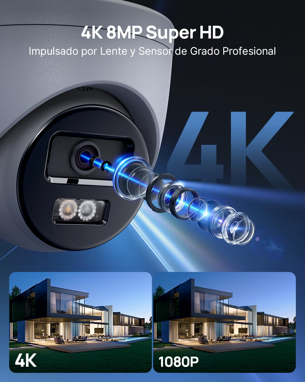 ANNKE Kit de vigilancia 16 canales 4K, 8 cámaras IP PoE 8MP, detección IA persona/vehículo, visión nocturna color 30m, HDD 4TB, IP67
