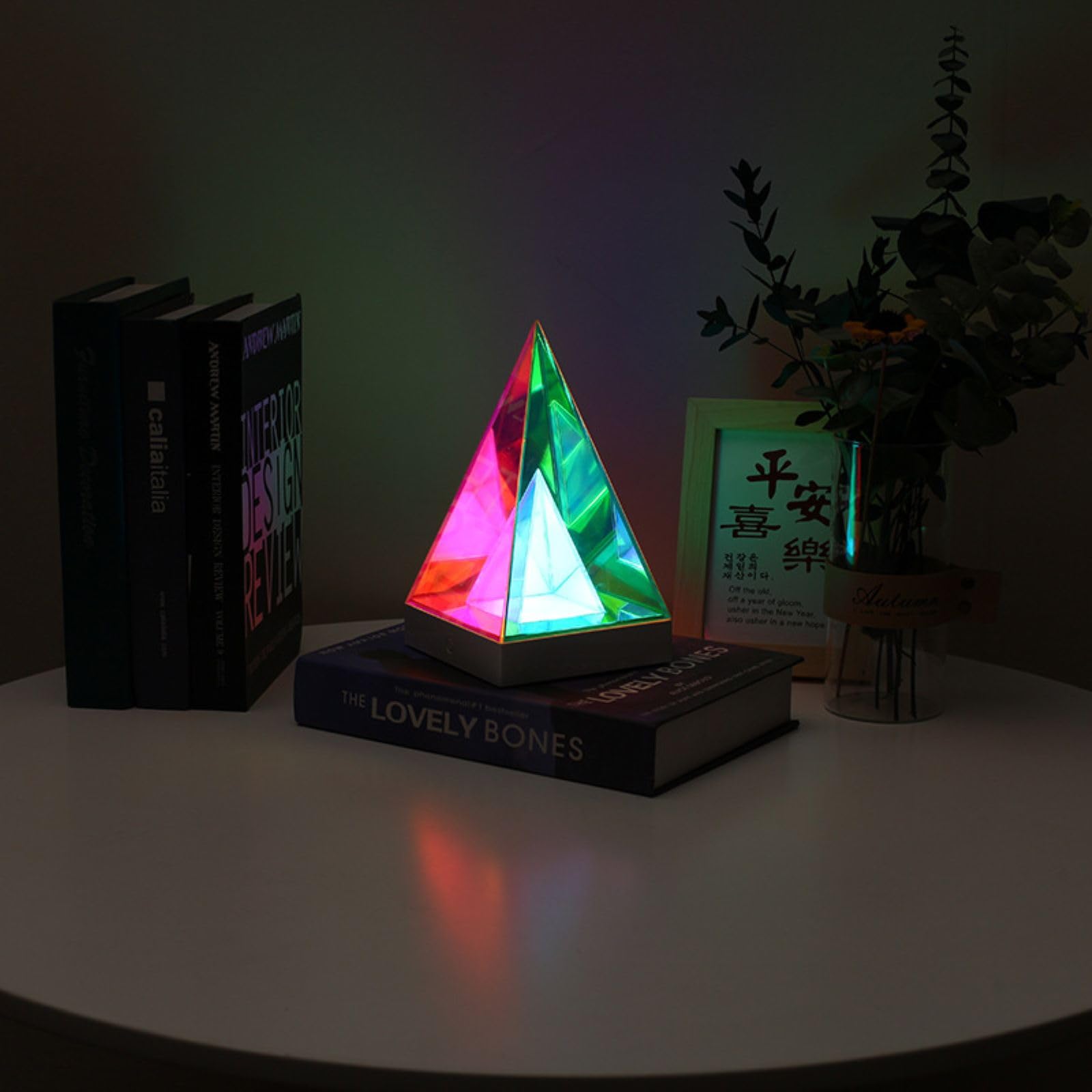 Jemnpela Prismatic Iridescent LED Night Light USB Powered 3D Prisms with Colorful Refractive Effects Decoration Lamp for Holidays Christmas Halloween