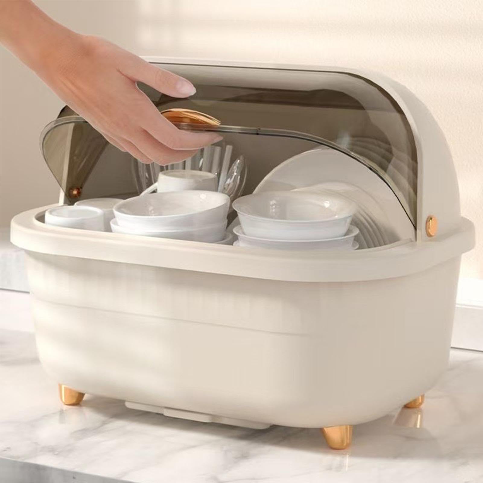 Porta Stoviglie Asciugatura per Cucina Organizer per Stoviglie con | Griglia Scolapiatti con Copertura per Proprietari di Casa, Affittuari, Amanti della Cucina, Casa, Appartamento, Cucin