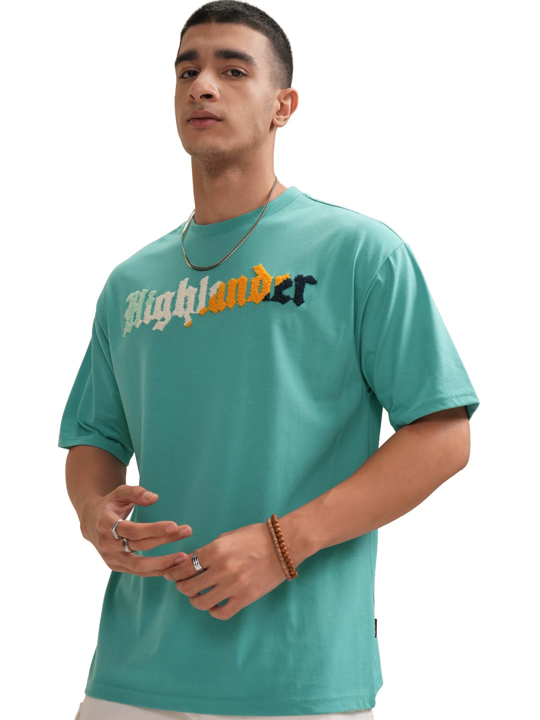Highlander Men's Oversized Tshirts | Printed | Half Sleeves | Round Neck | Casual Tshirts for Men | Backprint in multi