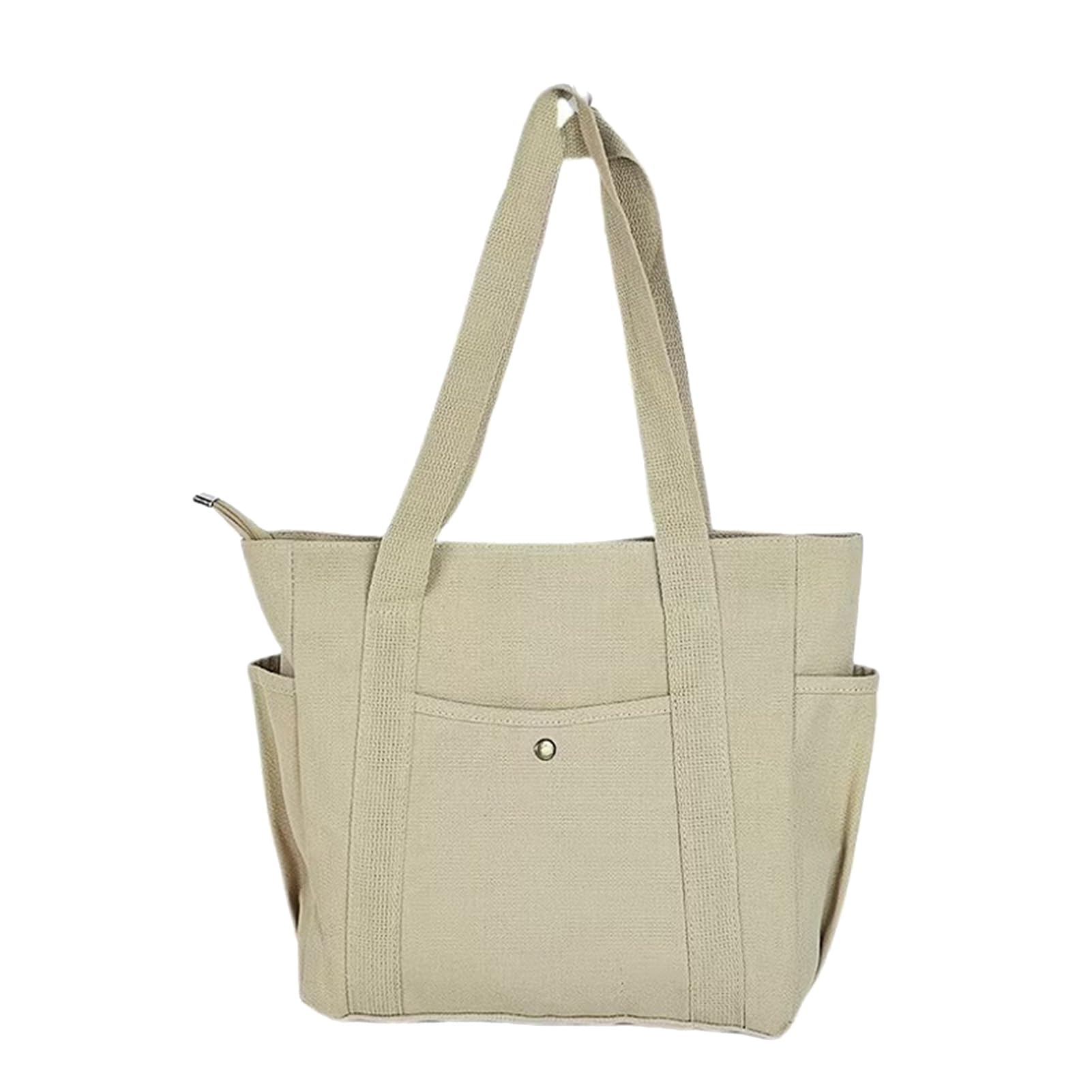 matumou Women Canvas Shoulder Heavy Duty Work Tote with Side Pockets Zip Closure Handbag for Travel Shopping Commuting Gym