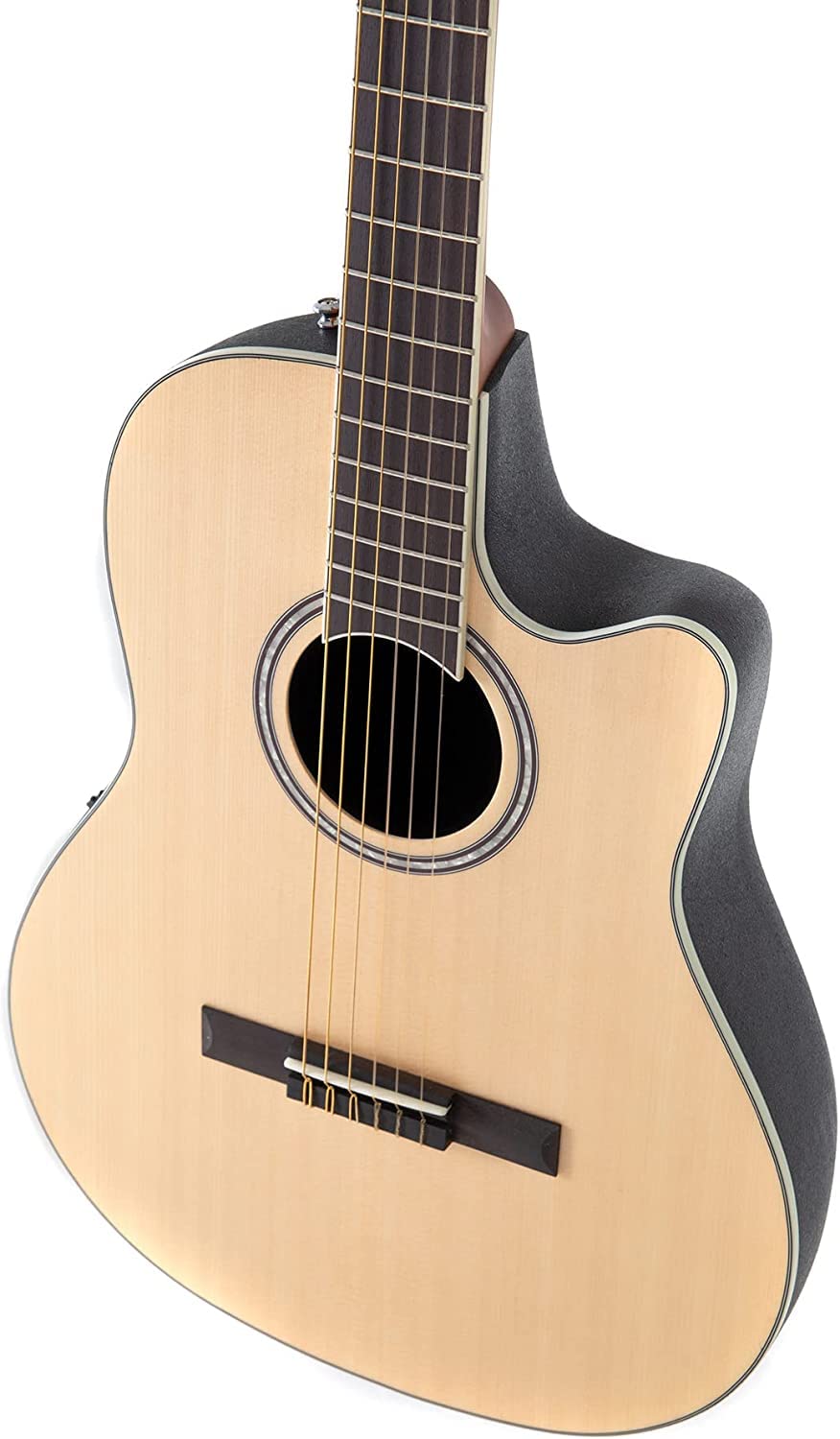 Applause Classic Nylon E-Guitarra acústica de concierto - Traditional AB24C Mid Cutaway Nylon - Cuerpo Roundback Lyrachord mid-depth - Preamplificador AP3TP - Tapa de abeto - Natural Satin - AB24CS-4S