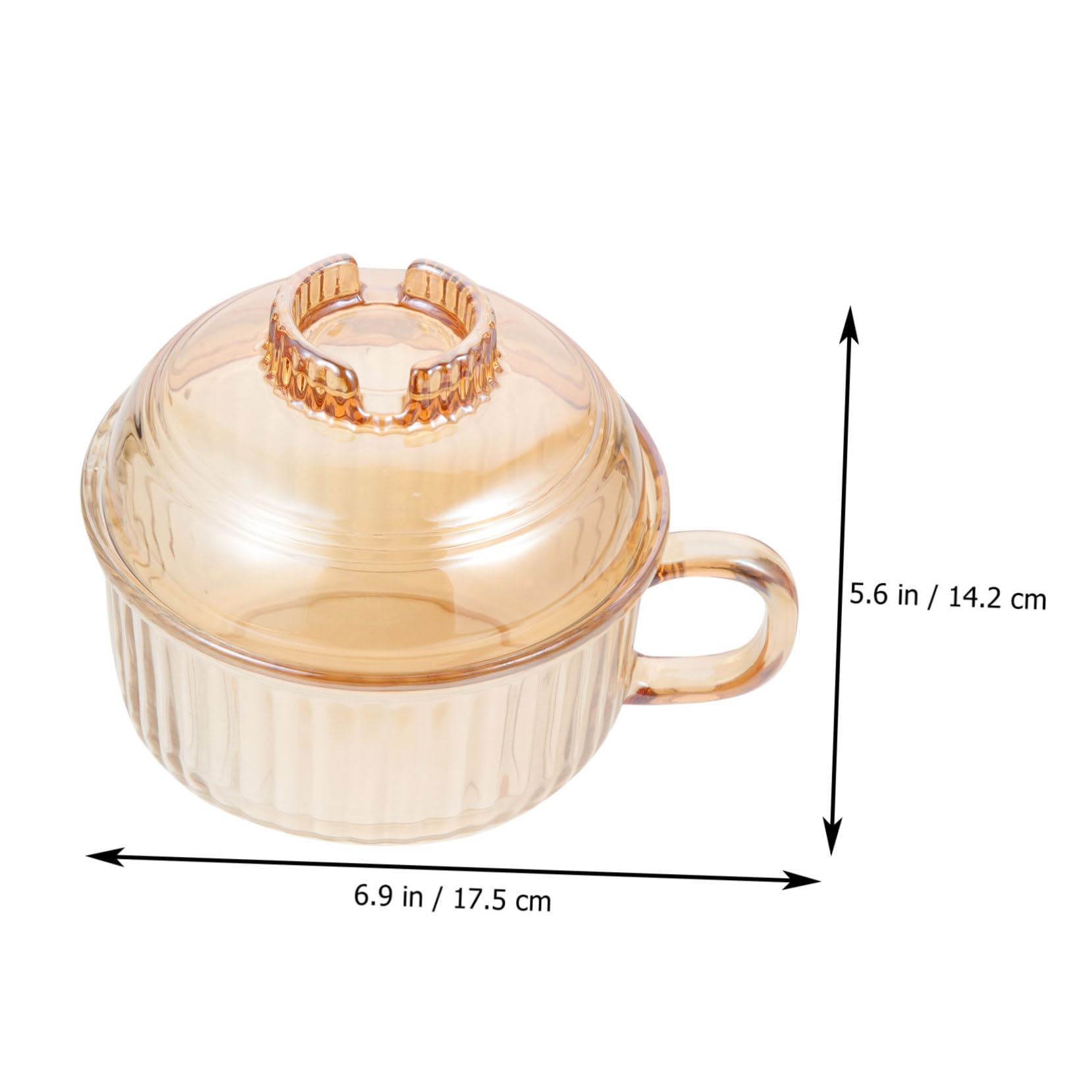 Garneck Ramen Bowl Glass Bowl Vegetable Serving Bowl Large Pot Household Stew Bowl Daily Use Stew Bowl Microwave Soup Bowl Soup Cups with Lids Microwave Simmer Pot Oatmeal Cereal Cup Brown