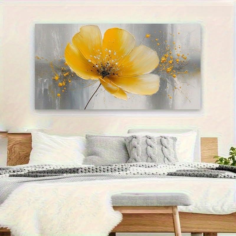 Décoration murale plate 2D pour le salon grand format floral abstrait moderne 60 x 120 cm