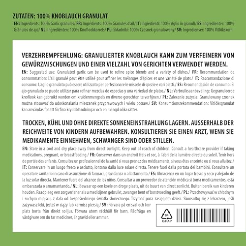 Alpi Nature Knoblauchgranulat 500g, Knoblauch granuliert, getrocknete Knoblauch Granulat