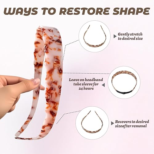 Miniatura 4 de Diademas de acetato para mujer  Diademas finas antideslizantes con dientes, diseño apto para gafas, accesorios para el cabello retro de los años 90,