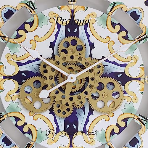 The Gears Clock 24 Inches Round Italy Collection Wall Clock With Moving Gears Italy Line (Praiano) #TOP4