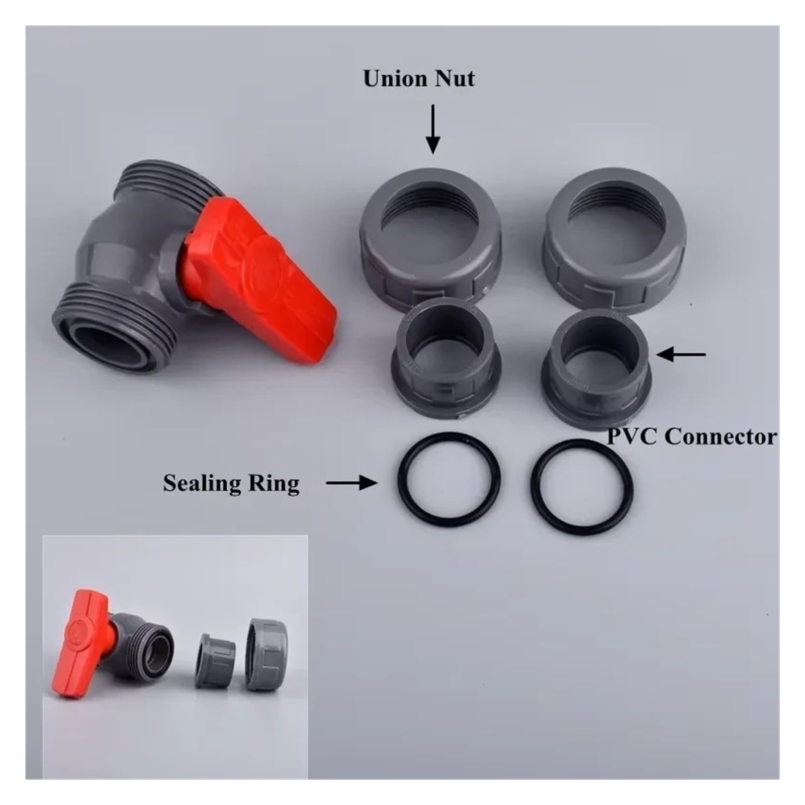 Kit Válvula Bola Doble Unión PVC