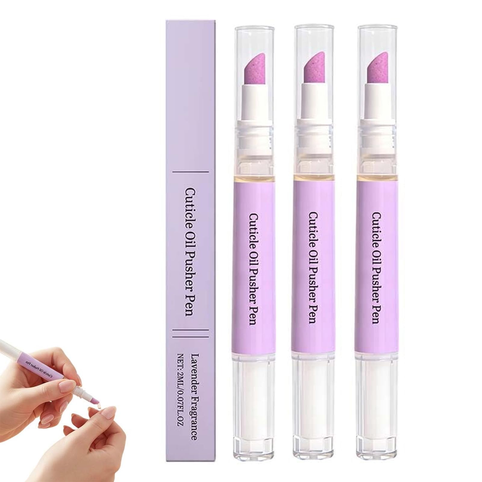 3Pcs 2-in-1 Cuticle Pusher & Oil Pen, New Cuticle Oil Pusher Pen, Portable Nail Care Pen Instant Cuticle Tools for Dry Damaged Nails Hangnails Moisturizes Strengthens Brightens