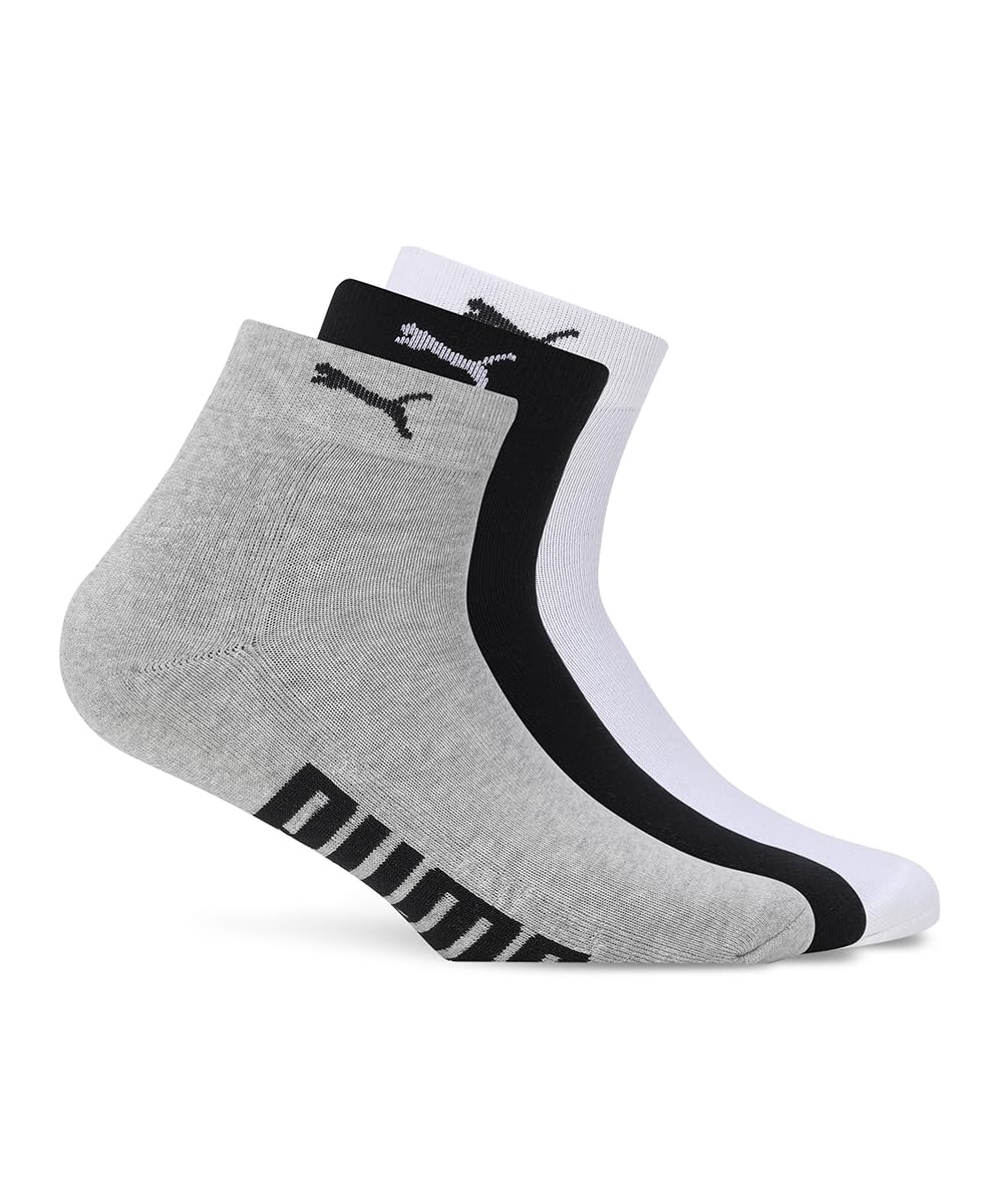 puma Cotton Unisex-Adult Ankle Length Half Tr 3P Socks, White-Black-Medium Gray Heather, 37/40 (68530303)-picture-28