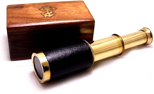 Miniatura 2 de Explore Handheld Brass Pirate Navigation Telescopio con caja de madera 6 Brass