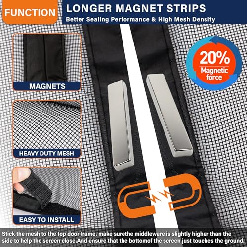 Image of Magnetic Screen Door, Door Screen Magnetic Closure-Keeps Bugs Out Let Breeze in, Heavy Duty Mesh - Pet and Kid Friendly, Works with Front Doors, Sliding Doors Fit Door Size 36 x 80 in