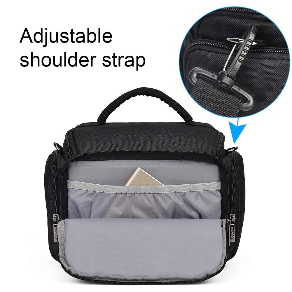 CADeN Sac à bandoulière en toile pour appareil photo avec insert amovible - Résistant aux chocs - Pour hommes et femmes (1.0 noir, L), Noir , L, Sac à dos