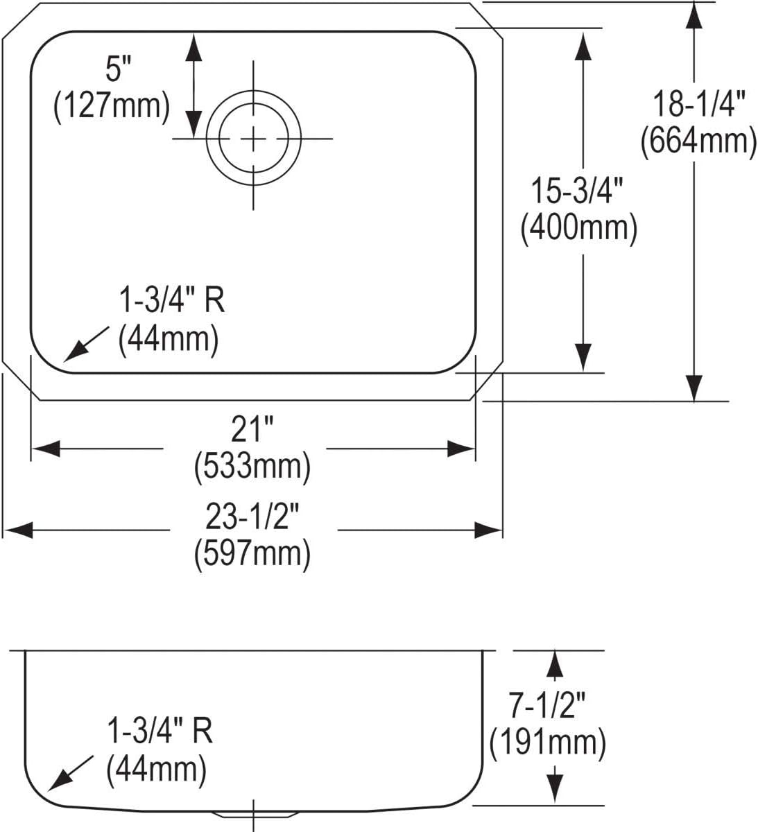 Elkay Lustertone ELUH2115DBG Single Bowl Undermount Stainless Steel Sink Kit