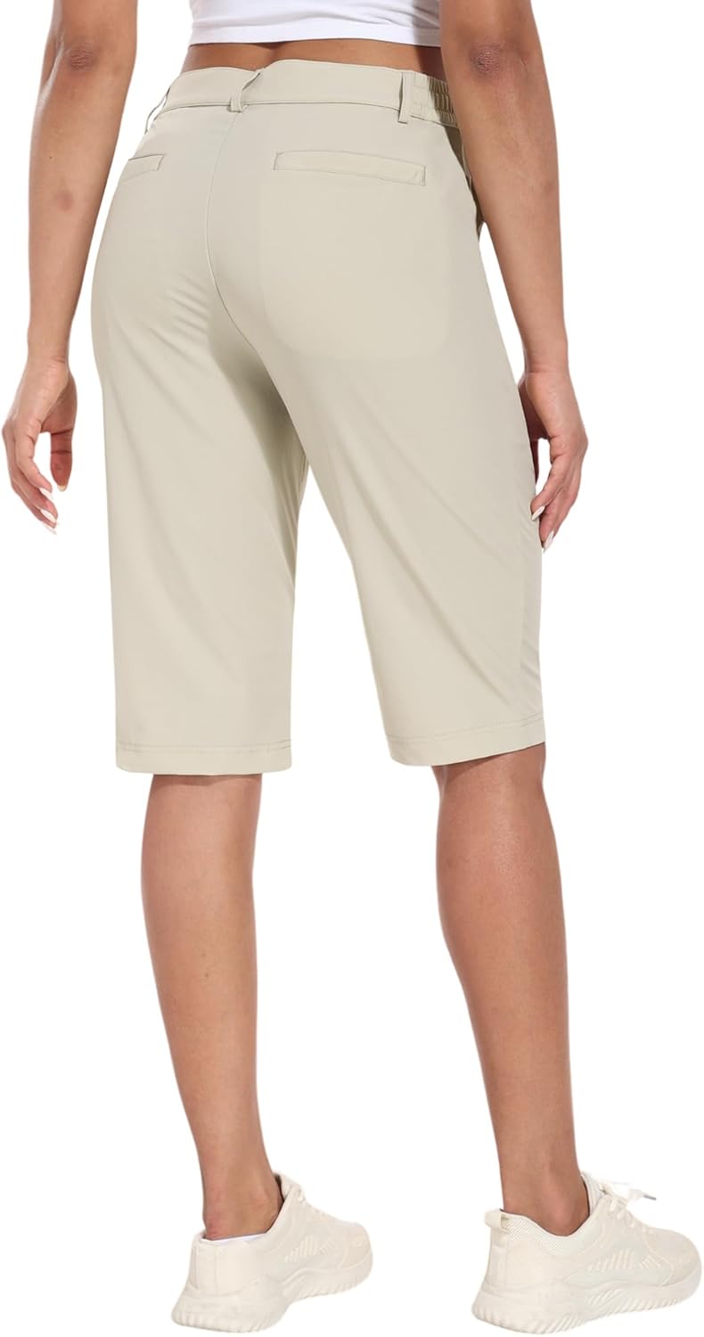 Hiverlay Women's Golf Bermuda Shorts 13" Knee Length Quick Dry Long Hiking Camping Shorts for Summer with 5 Pockets - Image 2