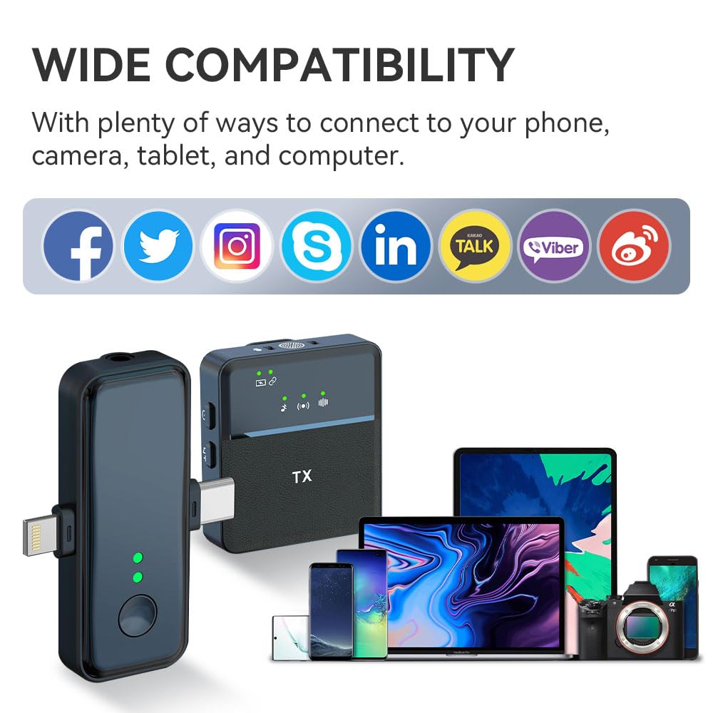 Pulgati 3 in 1 Wireless Lavalier Lapel Microphone for iPhone, iPad, Android for Video Recording, YouTube, Vlogging, Interviews. 3-Mode Noise Cancelation Filter / 65 ft. Range / 8-Hour Battery Life.