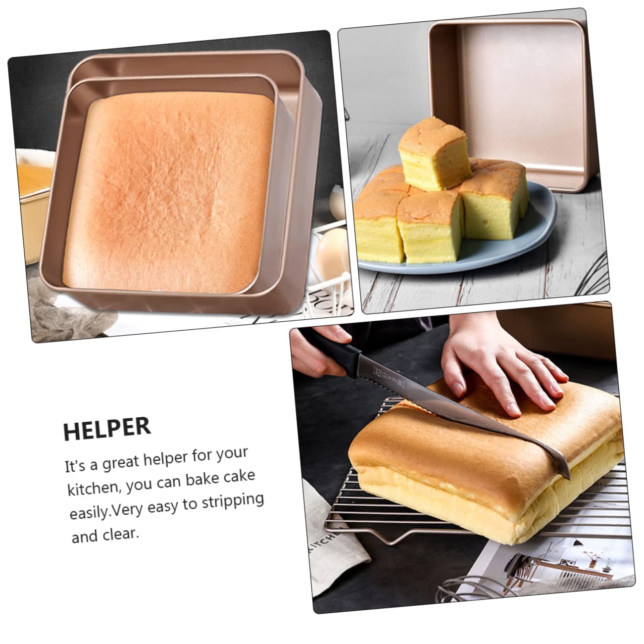 TOPBATHY Teglia Quadrata per Torta Antiaderente, 1 Pezzo, in Acciaio Inox | Teglia da Forno Antiaderente, Facile da Pulire, per Torte e Pane, in Cucina, per l'Uso Quotidiano
