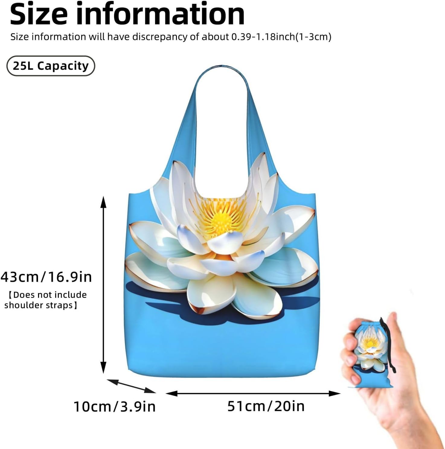 Reusable Shopping Bags Lightweight Foldable Grocery Bags In Pocket,Washable Large Tote Bags Asian Lotu‘s Pattern Travel Shoulder Bag Gifts For Women Men image 4