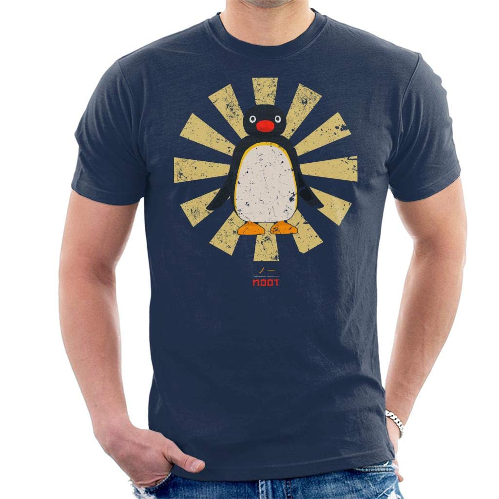 Cloud City 7 Men's Navy Blue Pingu Noot Retro Japanese T-Shirt