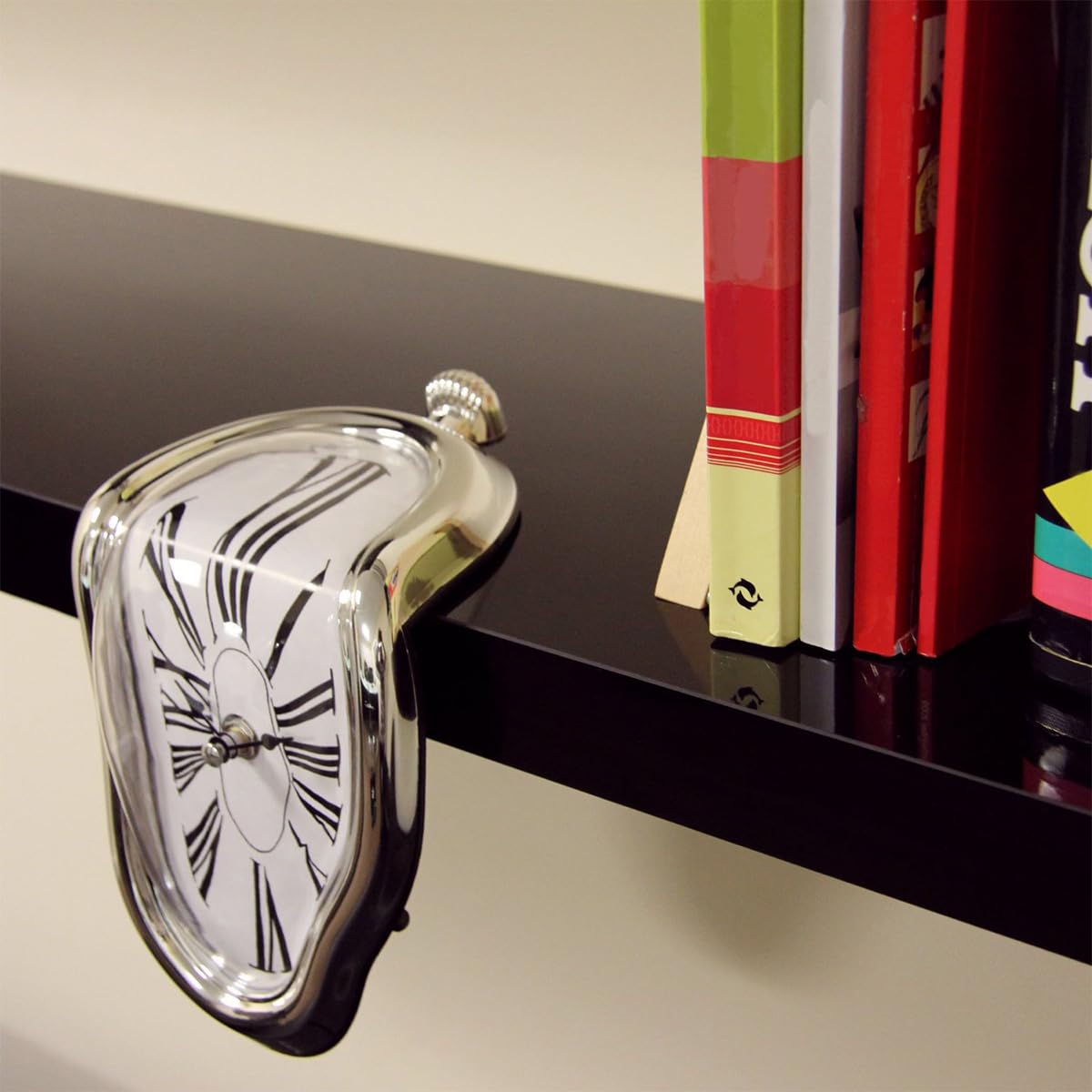 Reloj de Mesa Salvador Dalí Distorsionado Plateado Abstracto Decorativo para Escritorio