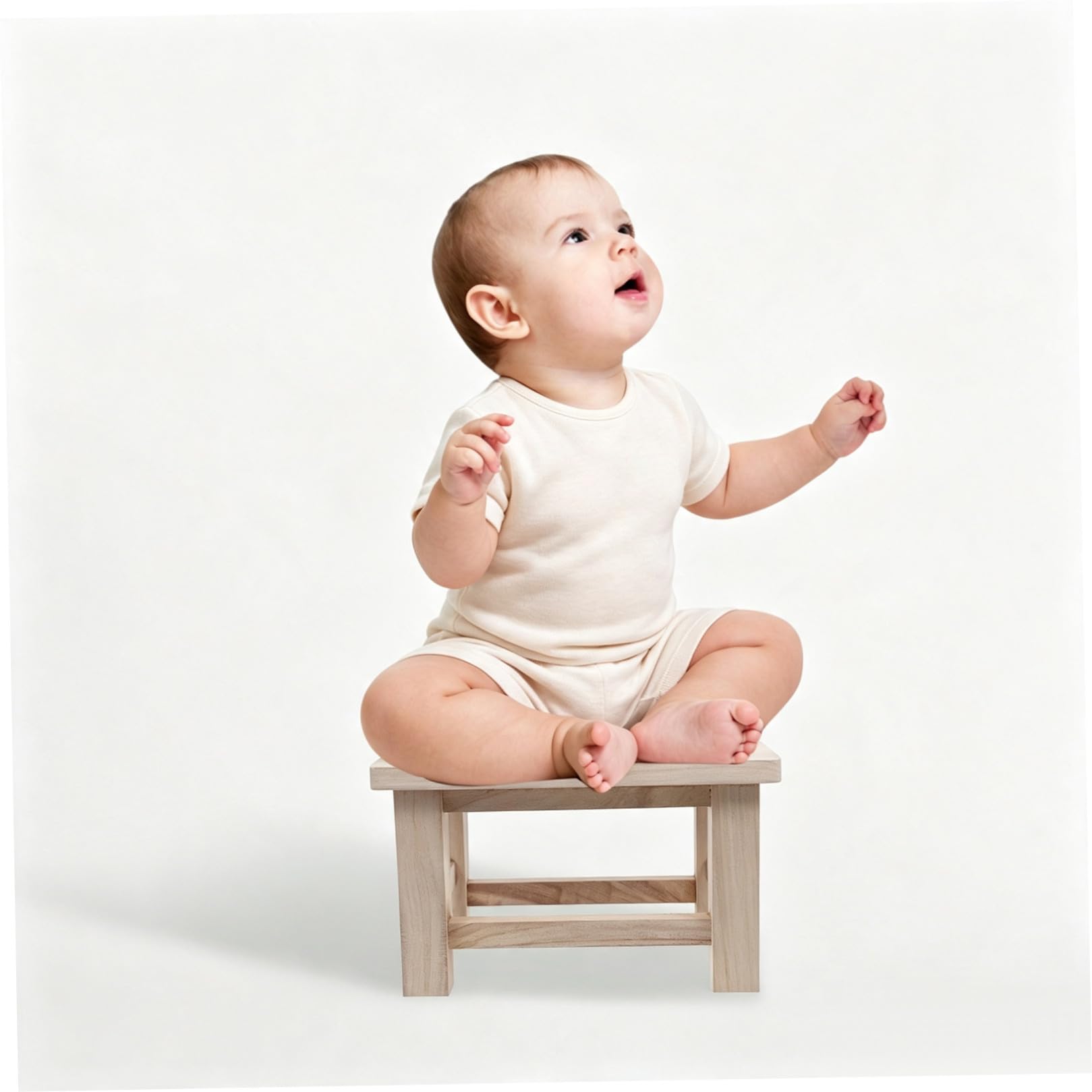 DOITOOL Taburetes Bajos Madera de Estilo Chino Compacto Superficie Lisa, Pequeño Taburete para Sentarse Adecuado Hogar en Madera Natural