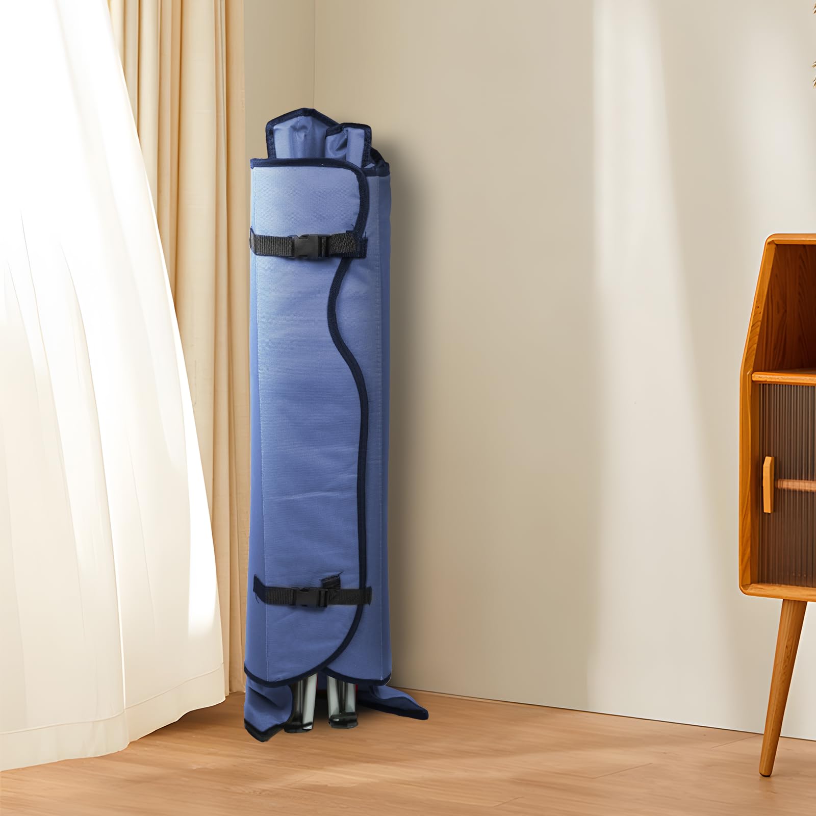 Chaise de Camping Pliante, Fauteuil Camping Extérieur avec Auvent, Porte-gobelets et Sac de Transport, Idéal pour Plage, Pêche, Barbecue, Pique-nique, Charge 120 KG-50*50*90/120CM-bleu marine-1