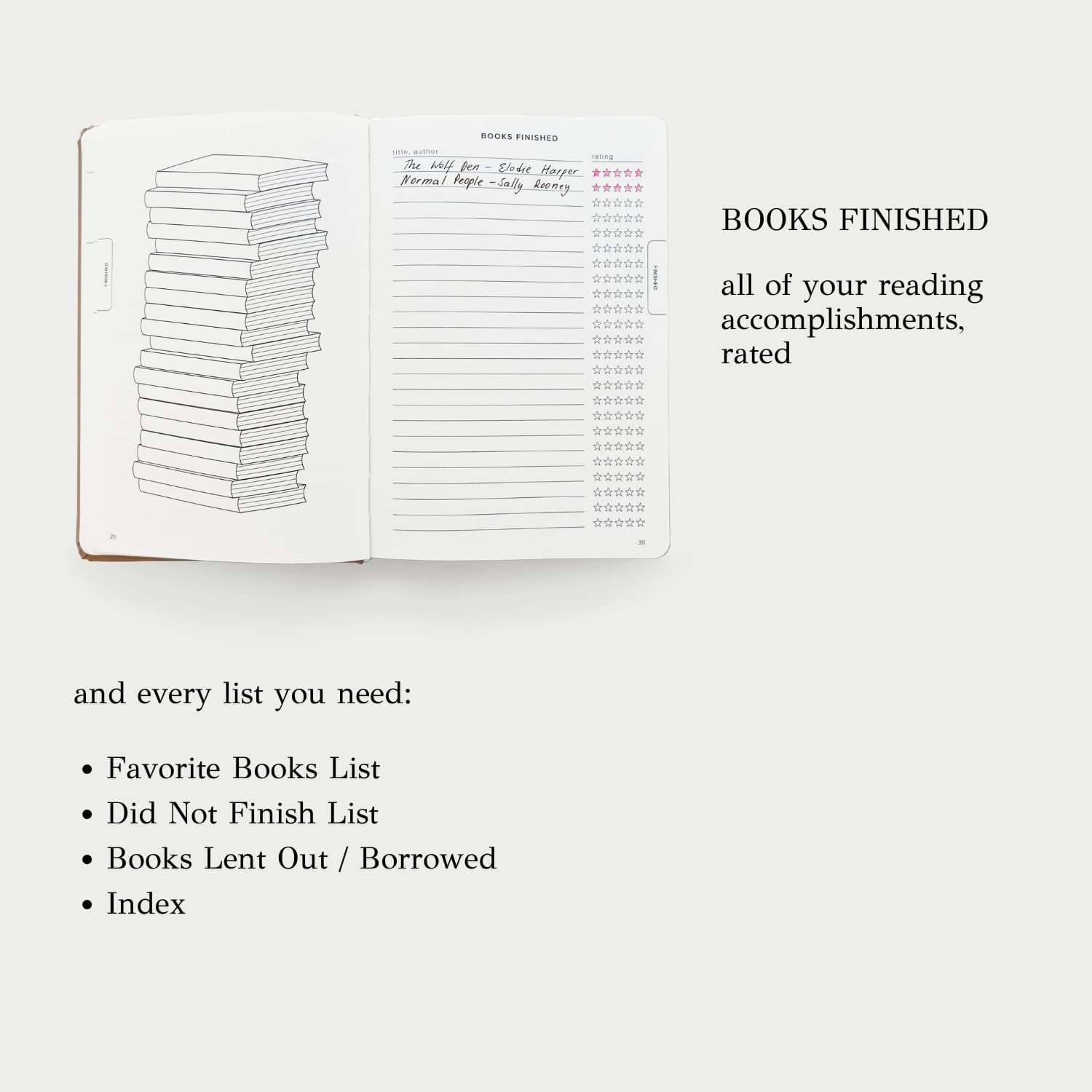 Kunitsa Co. Reading Journal - 105 reviews. Review and Track Your Reading. Book Journal for Book Lovers & Readers. Latte - Image 5