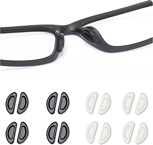 Miniatura 1 de Almohadillas adhesivas de silicona contorneada para la nariz, cojín antideslizante para lentes, anteojos, lentes de sol, 8 pares de accesorios para