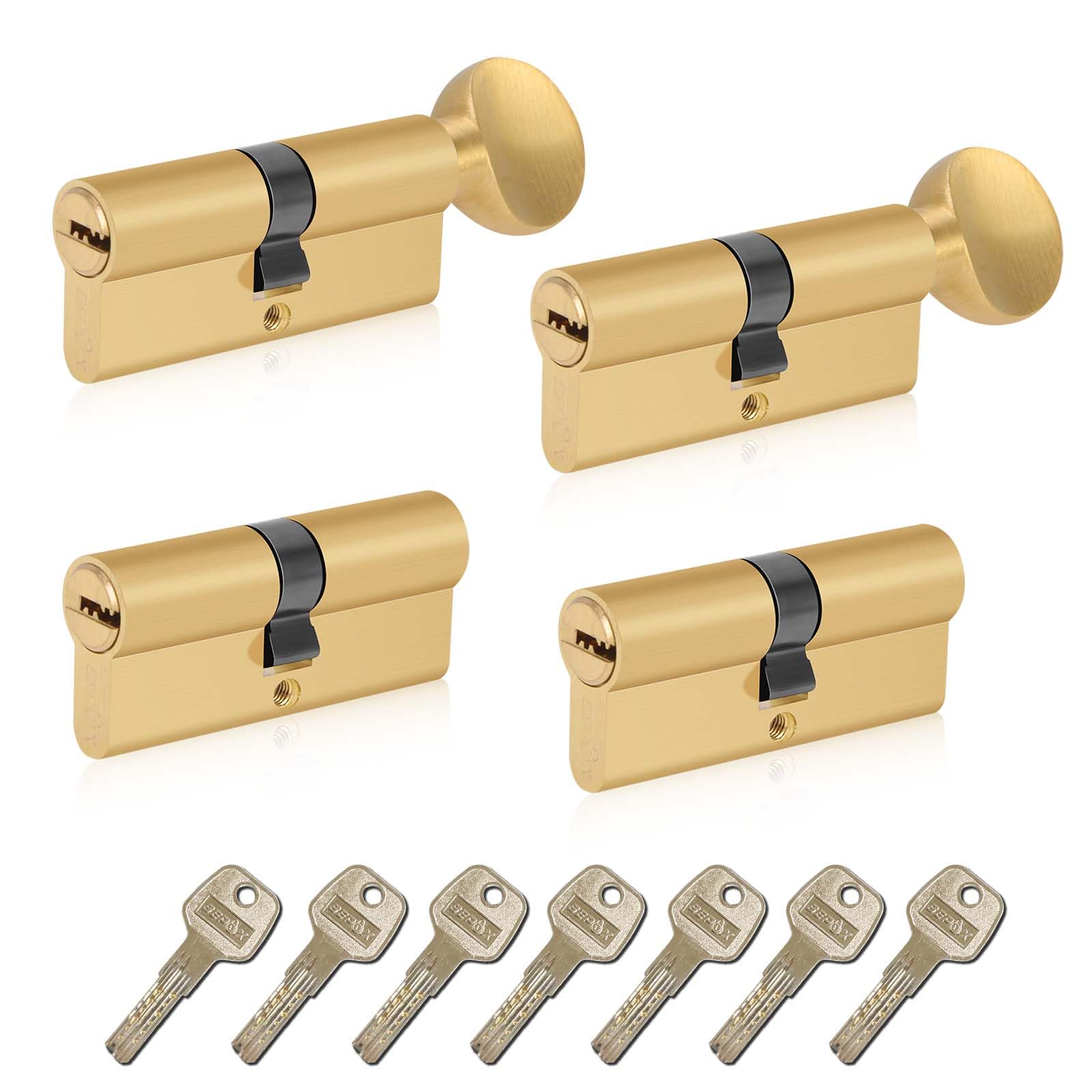 SEPOX Euro Cylinders Lock Set 2 Double + 2 Thumb-Turn Cylinders (Keyed Alike), 70mm(35/35),High Security 6 Pin, Alloy Casing Brass Cylinder Anti-Drill Anti-Pick Door Barrel for Home,Office