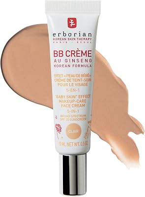 Erborian BB Cream SPF 20, Tone-Evening, Korean Skincare Makeup Hybrid | Moisturizing, concealing, medium buildable coverage, natural matte finish, blurring, smoothing, lightweight, skin tint
