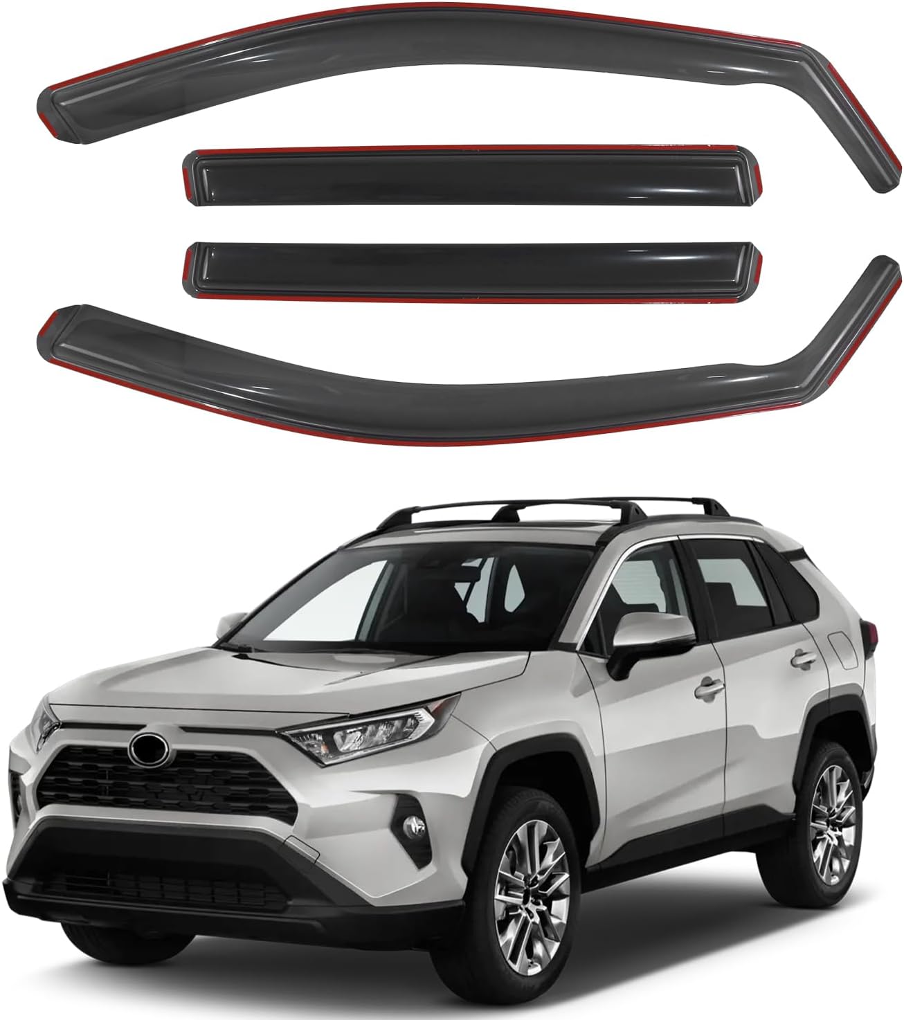 4PCS in-Channel Rain Guards Fit for 2019-2025 Toyota RAV4 Replacement Vent Window Visors Window Deflectors Vent Deflector