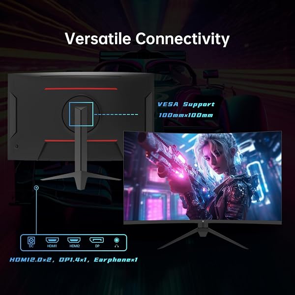 KTC 32 Inch Curved Gaming Monitor, FHD 1080P 165Hz PC Monitor, 1500R, 122% sRGB with HDR, FreeSync Premium, HDMI 2.0x2, DisplayPort 1.4, VESA Compatible, Tilt Adjustable, Eye Care, H32S17C - 5