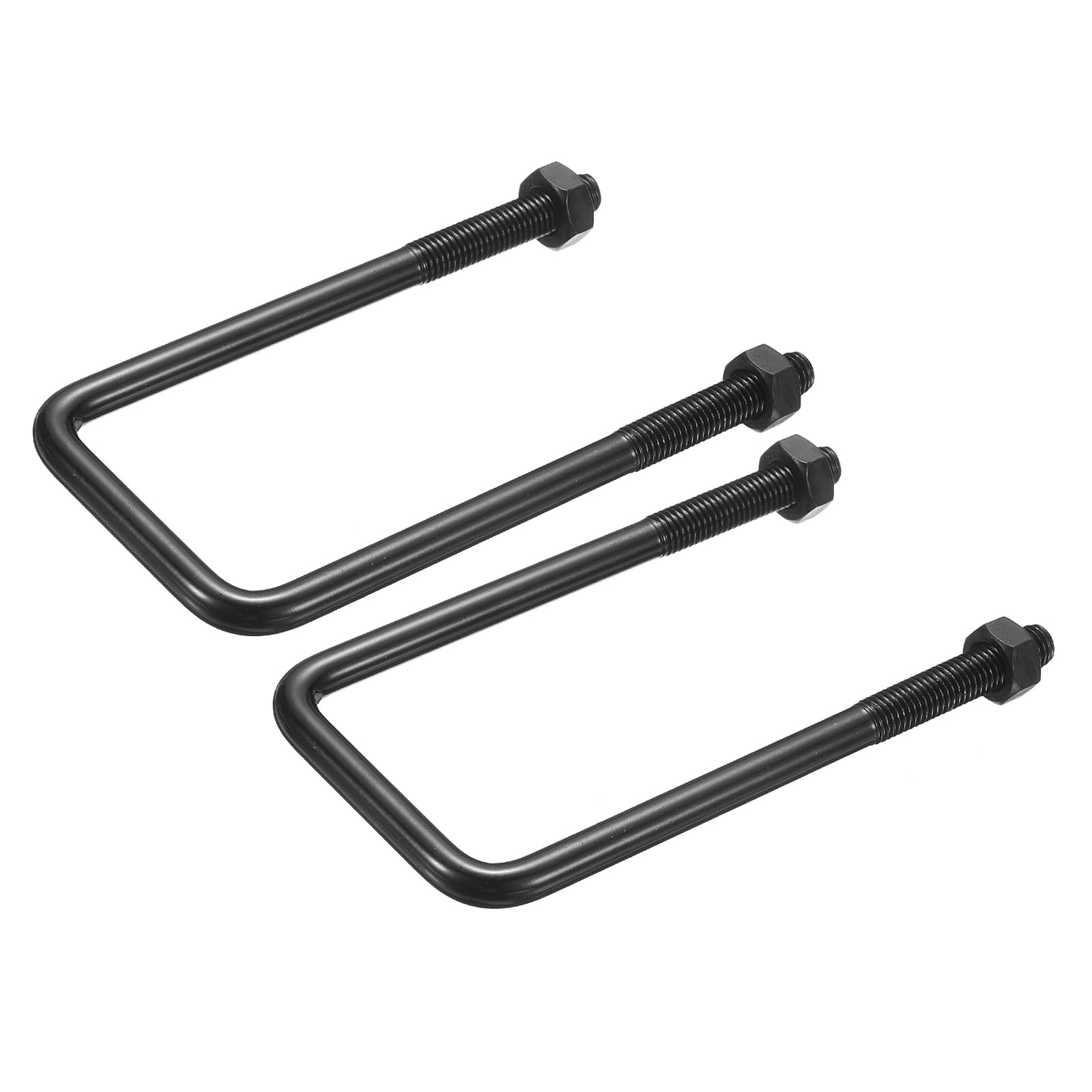 sourcing map 1 Set M10 Square U-Bolts, 60mm (2.36") Inner Width 150mm (5.91") Length 304 Stainless Steel U-Clamp Bolt Electroplated with Nuts for Automobile, Trailer, Boat Trail, Black