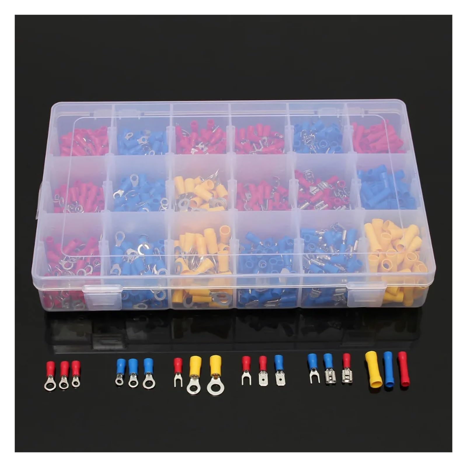 Kit de 1200 cosses Assorties et isolées for Fils électriques, cosses à, bagues Plates, 22-10 AWG