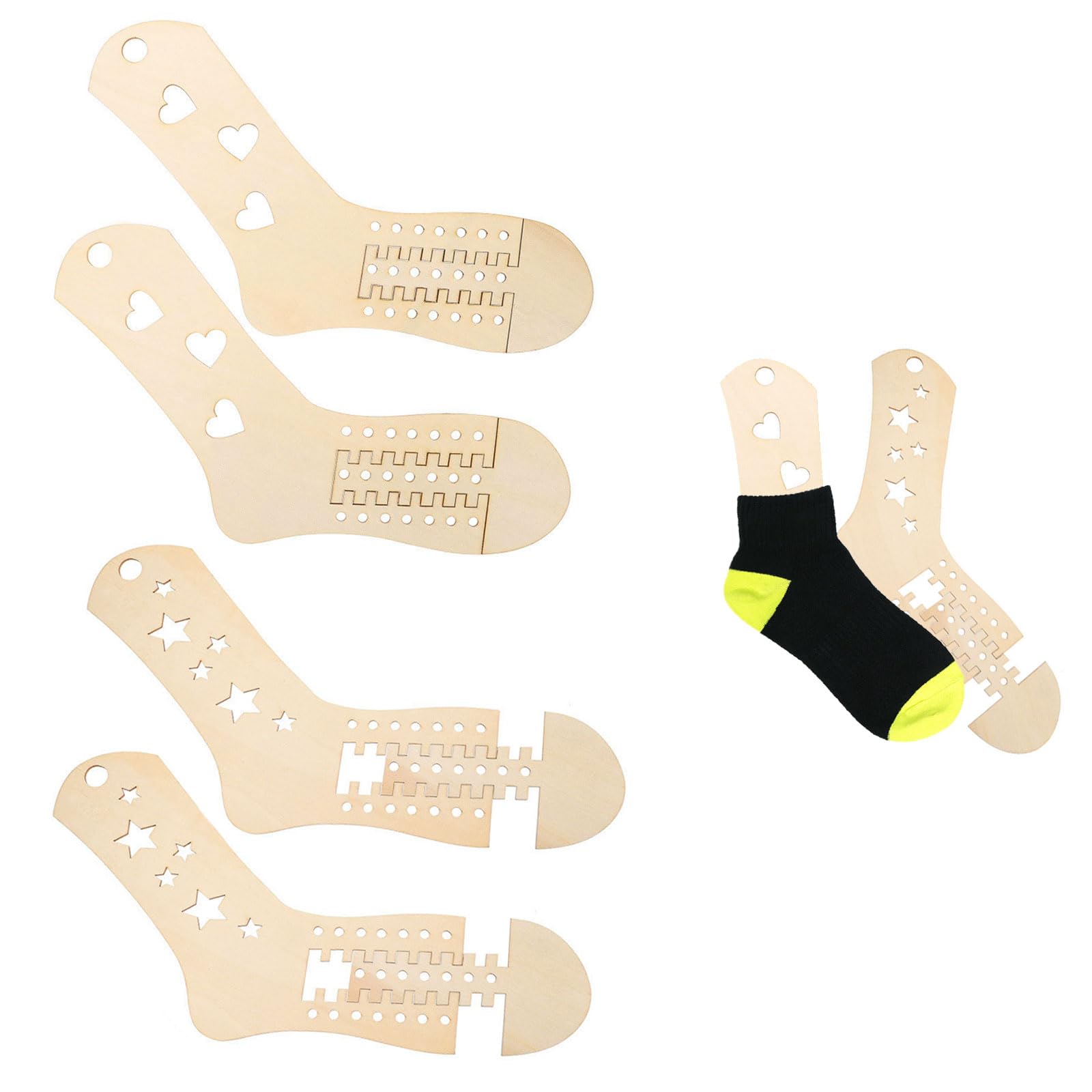 5 Bloccanti Per Calzini In Legno - Tendicalze Per Lavoro A Maglia, Esposizione O Decorazione, Taglia 36-45 - Foto 12