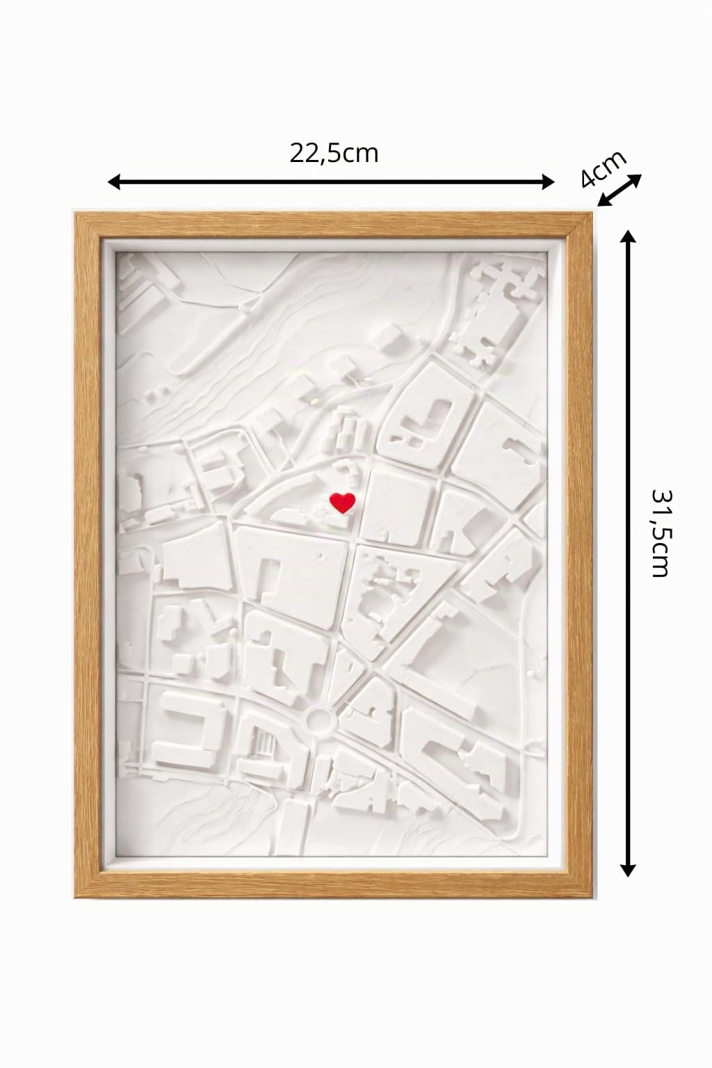 TIBRYN Cuadro XXL Premium – Mapa en 3D Personalizable con tus Coordenadas – Decorativo en Relieve con Caja de Madera y Metacrilato – Regalo para Novio, Novia, Parejas y San Valentín