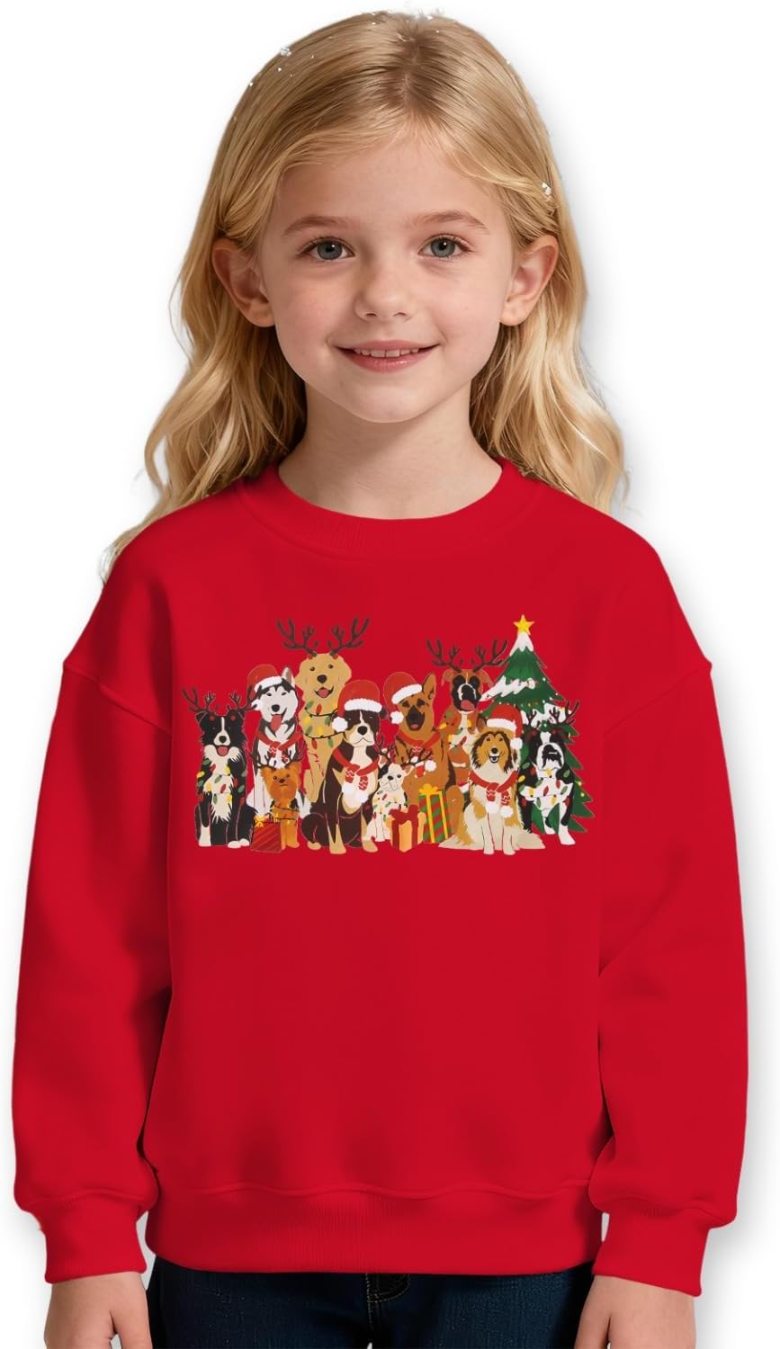 Ritatte Kids Boys Girls Christmas Sweatshirt Christmas Dog Graphic Long Sleeve Shirt Doggy Lover Xmas Holiday Pullover Tops