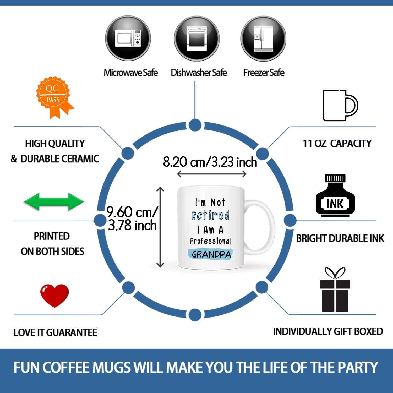 Funny I'm Not Retired I Am A Professional Grandpa Coffee Mug Christmas, Father's Day Retirement Gift for Grandpa Grandfather from Grandkid Grandchild, White 11 Oz - Image 4