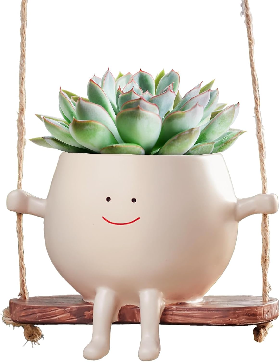 2 PCS Swinging Face Plant Pots 【2025 THICKEN VERSION】Unique Cute Hanging Succulent Cactus Flower Head Resin Planters Pots for Indoor & Outdoor, Creative Novelty Decorative Planter Gift for Home Garden