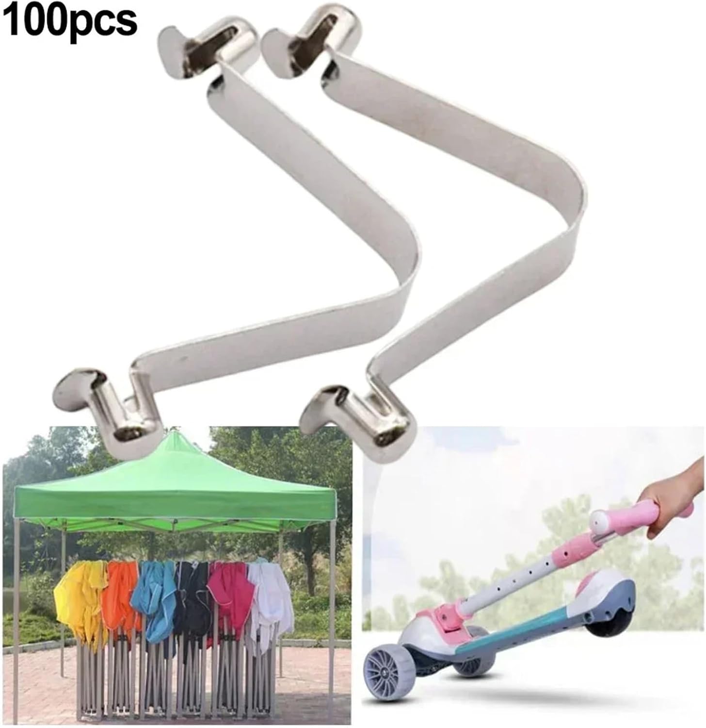 100/200pcs Spring Clip Locking Tube Pin Push V-Shaped Double Bead for Tent Pole Kayak Paddle 8mm Accessories