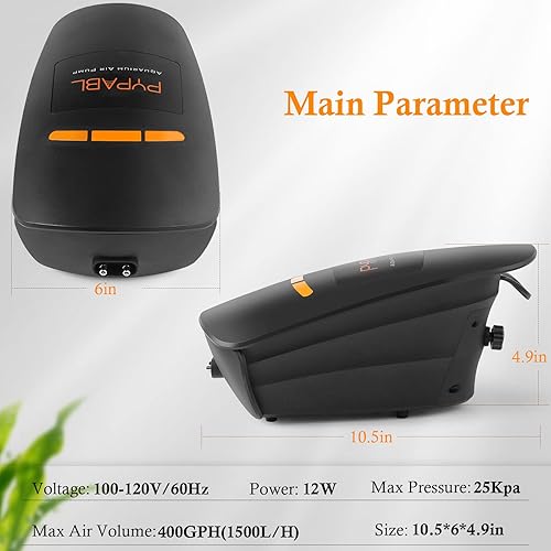 Miniatura 3 de Bomba de aire de acuario de 400 GPH, compresor de aire de gran volumen de aire para acuario, bomba de oxígeno silenciosa para sistemas hidropónicos,