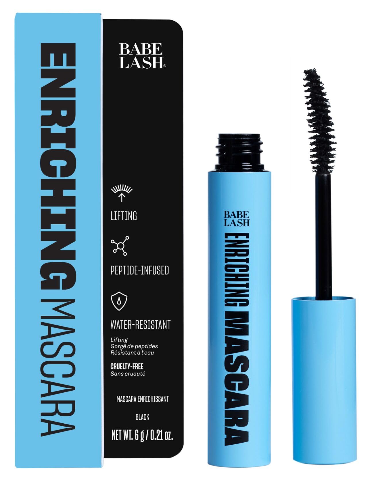 Enriching Mascara - Smudge Proof, Long Lasting No Clump Formula, Buildable Volume, Water Resistant, Dramatic Black