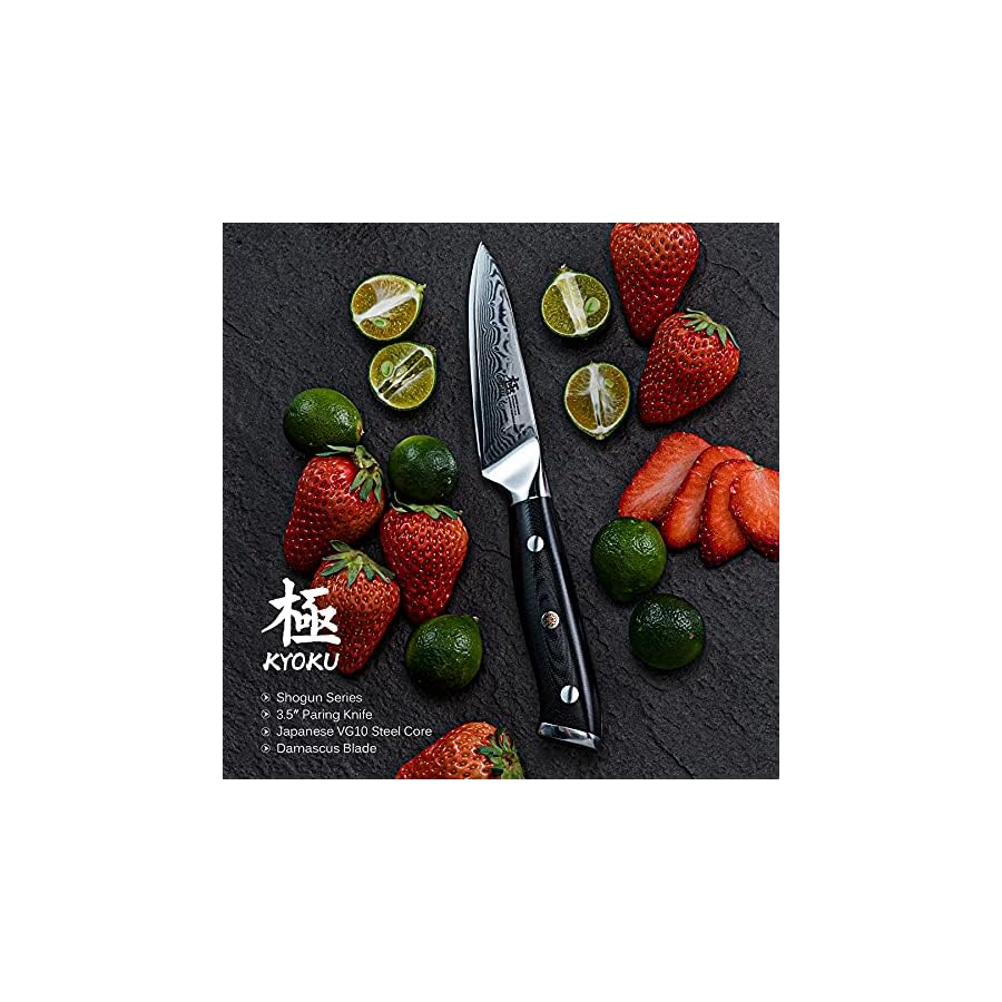 KYOKU-Paring-Knife-35-Shogun-Series-Japanese-VG10-Steel-Core-Damascus-Blade-with-Sheath-Case KYOKU Paring Knife - 3.5" - Shogun Series - Japanese VG10 Steel Core Damascus Blade - with Sheath & Case