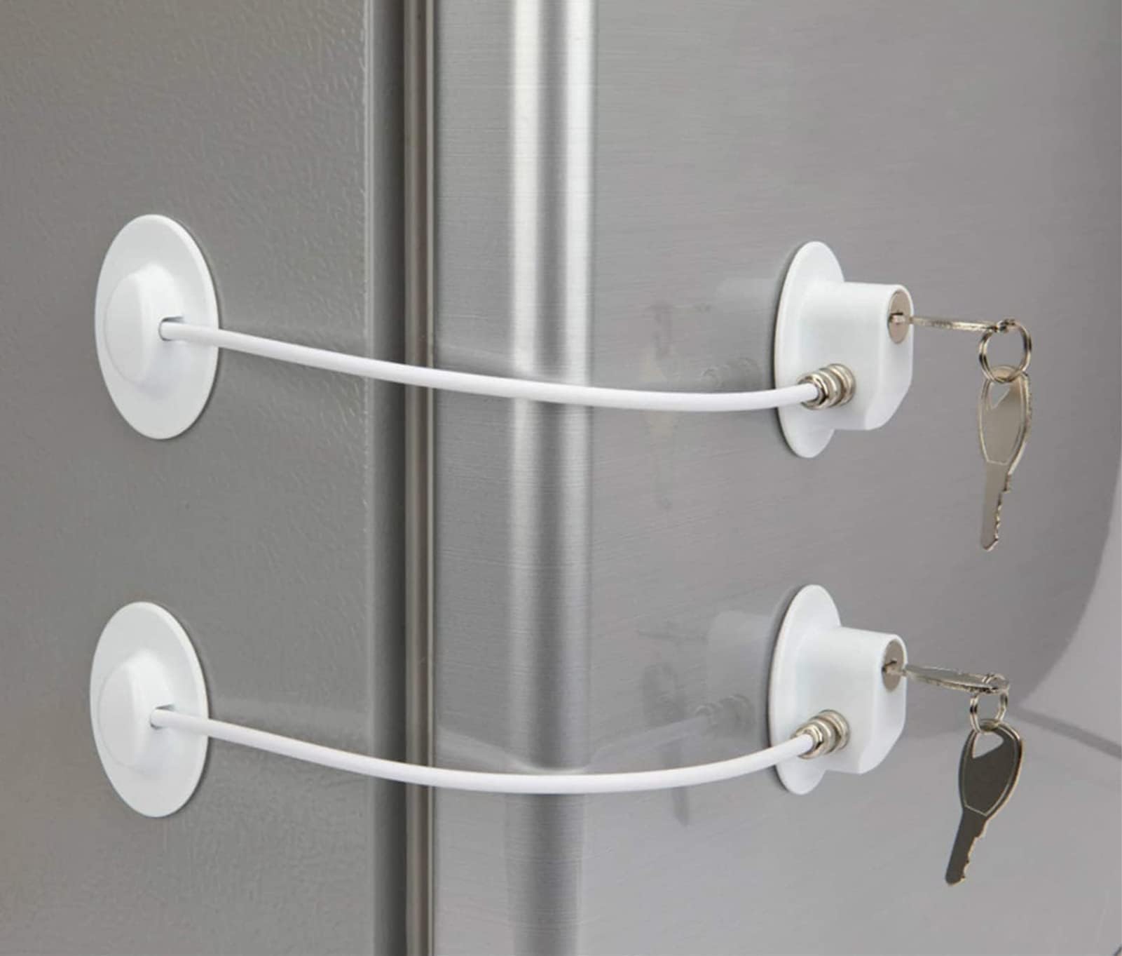 2 Pack Refrigerator Lock with Keys, Refrigerator Lock Dorm Freezer Door Lock and Child Safety Cabinet Lock with Strong Adhesive