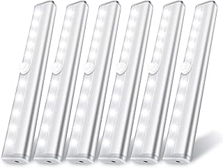 6 Pack LED Motion Sensor Lights, 10 LED Closet Battery Operated Lights, ...
