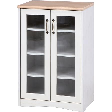 Amazon Co Jp 不二貿易 キャビネット リビング収納 幅58cm ナチュラル ホワイト 食器棚 リッツ ホーム キッチン